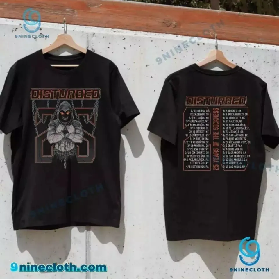 Disturbed The Sickness Chains 2025 Tour T-Shirt