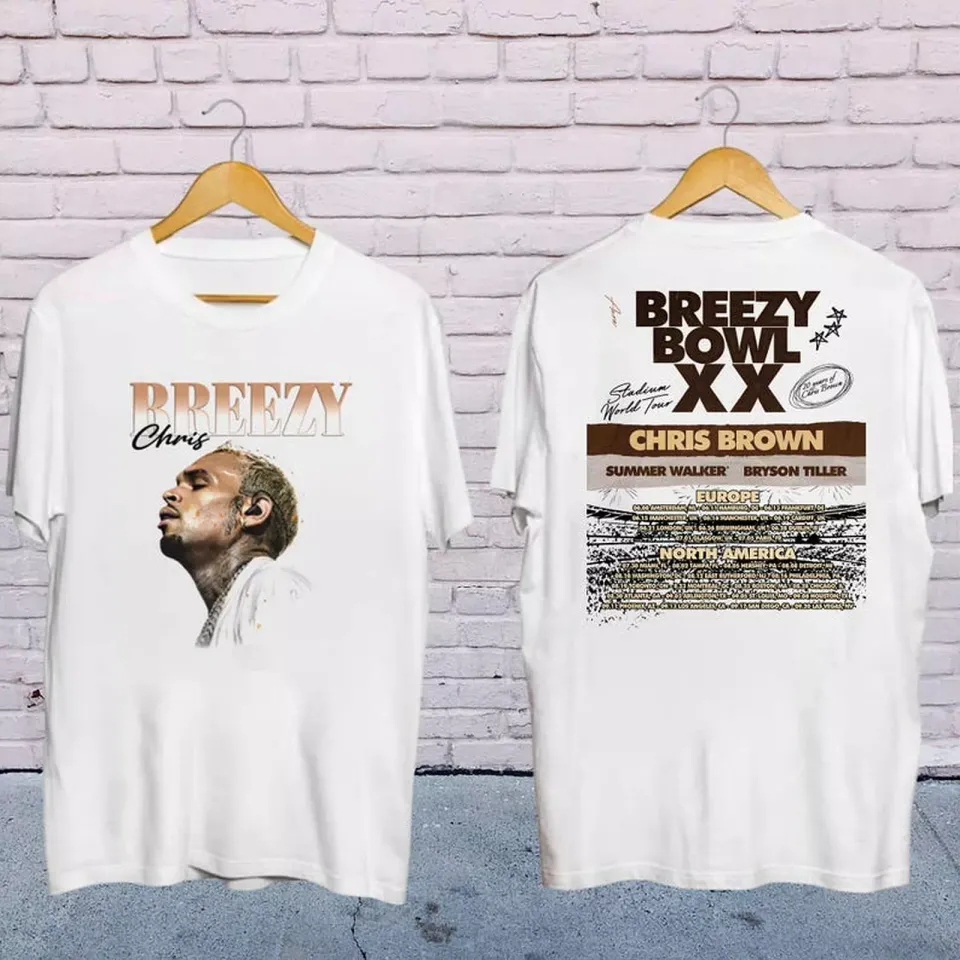 Chris Brown Breezy Bowl Xx Tour 2025 2 Side T-Shirt, Chris Brown 2025 Concert