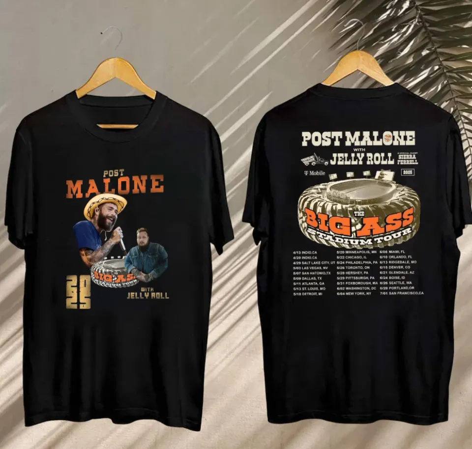 Post Malone 2025 Stadium Tour Double Sided T-Shirt