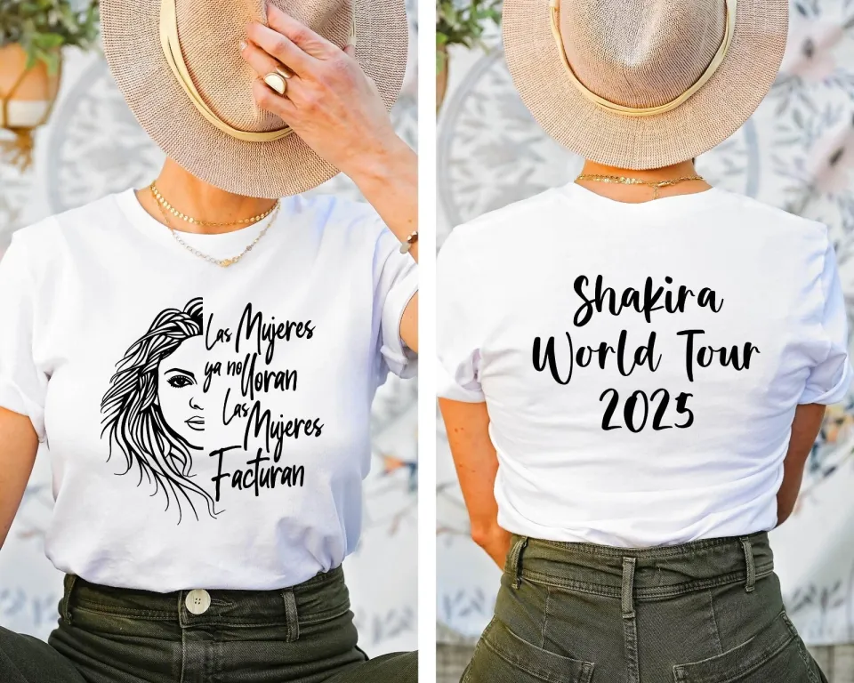 Shakira Las Mujeres Ya No Lloran World Tour 2025 Double Sided T-Shirt