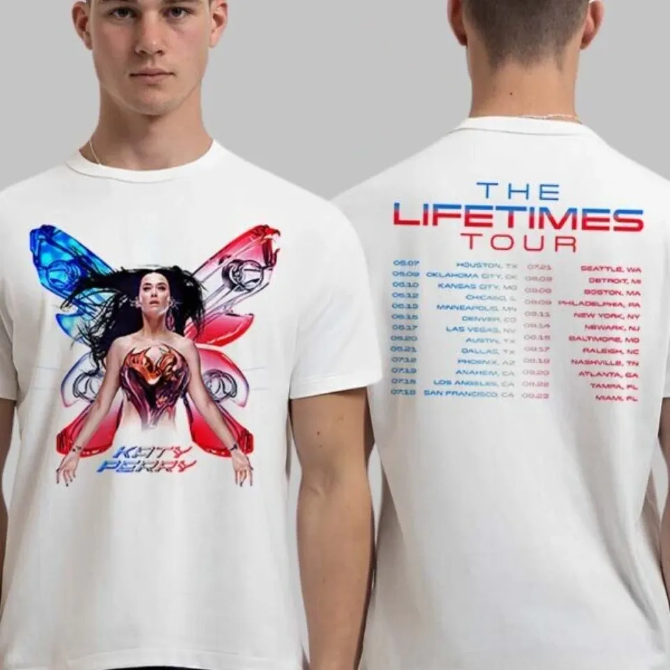 Katy Perry The Lifetimes Tour 2025 Butterfly Schedule Two Sided Unisex T-Shirt