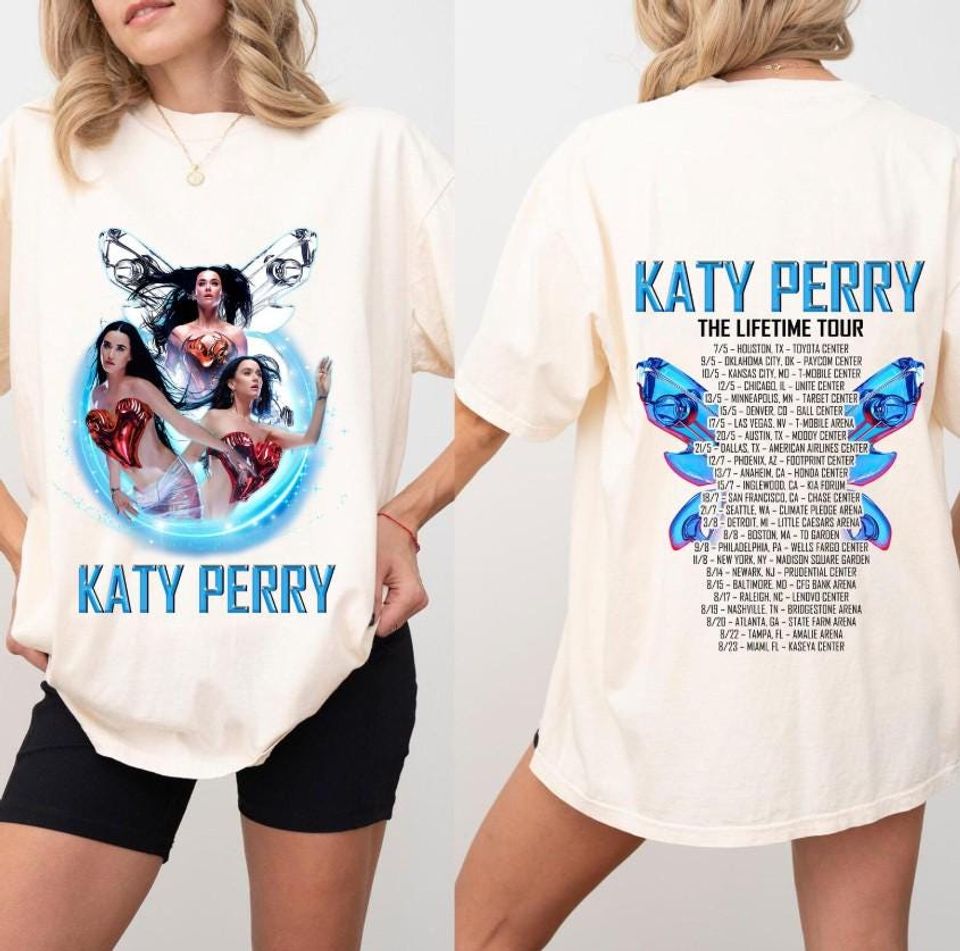 Katy Perry Tour 2025 Double-Sided T-Shirt, Pop Music Graphic Tee, Retro Fan Merch