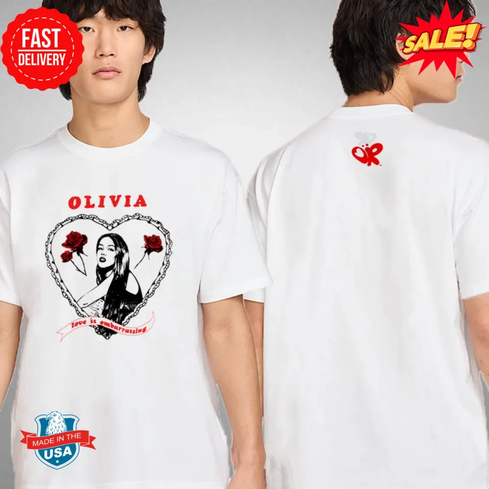 Olivia Rodrigo Guts World Tour 2025 Love Is Embarrassing Artwork T-Shirt