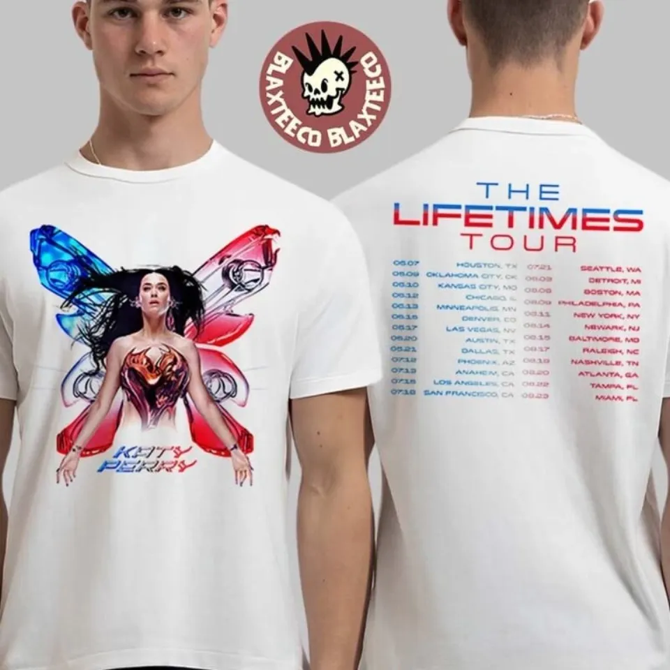 Katy Perry 2025 Lifetimes Tour Butterfly Two Sided T-Shirt