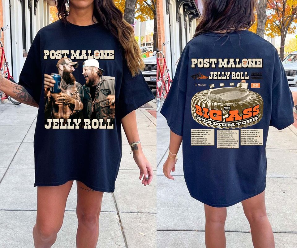 Post Malone Jelly Roll Shirt, Concert Tour Music Western 2025,Post Malone Rap Music Merch Shirt, Post Malone Tour Shirt