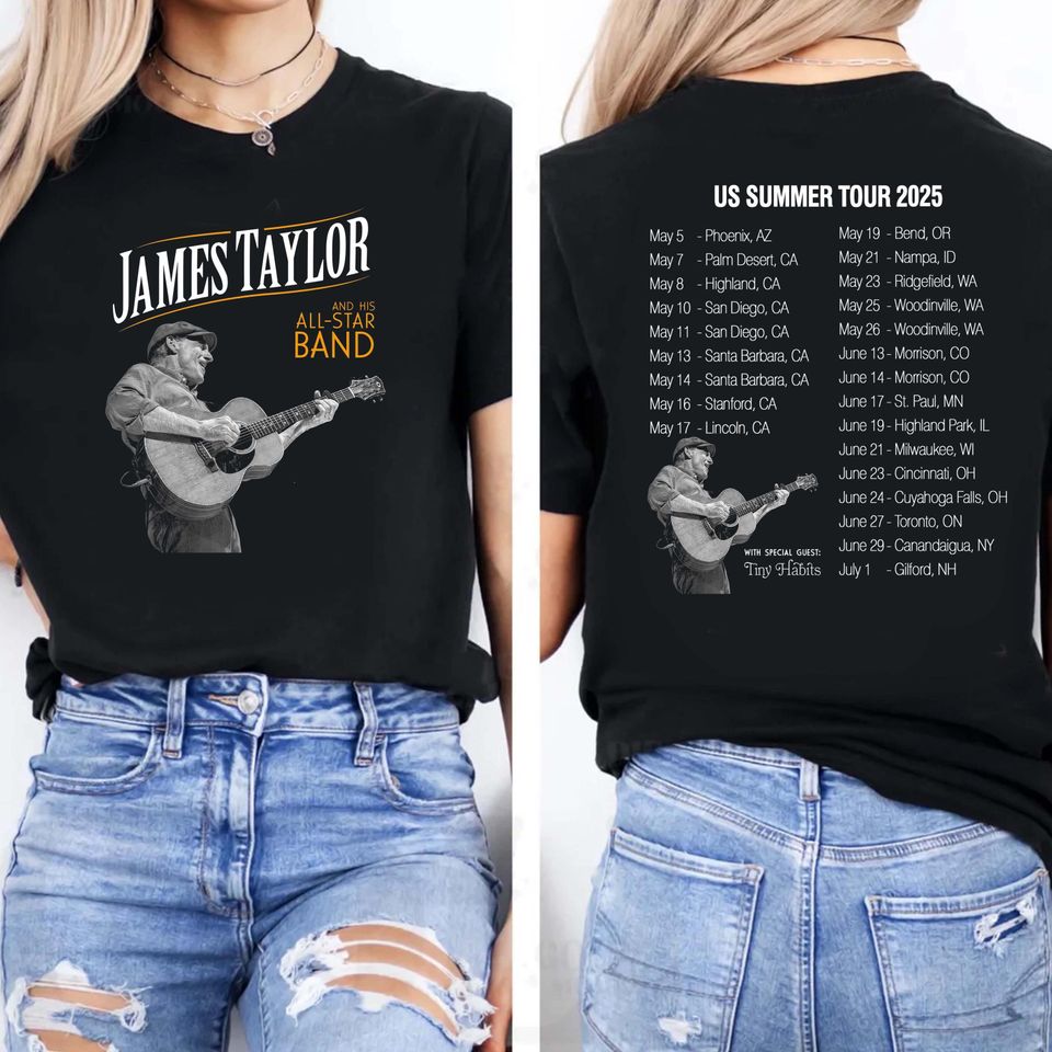 James Taylor Summer Tour 2025 Double Sided T-Shirt