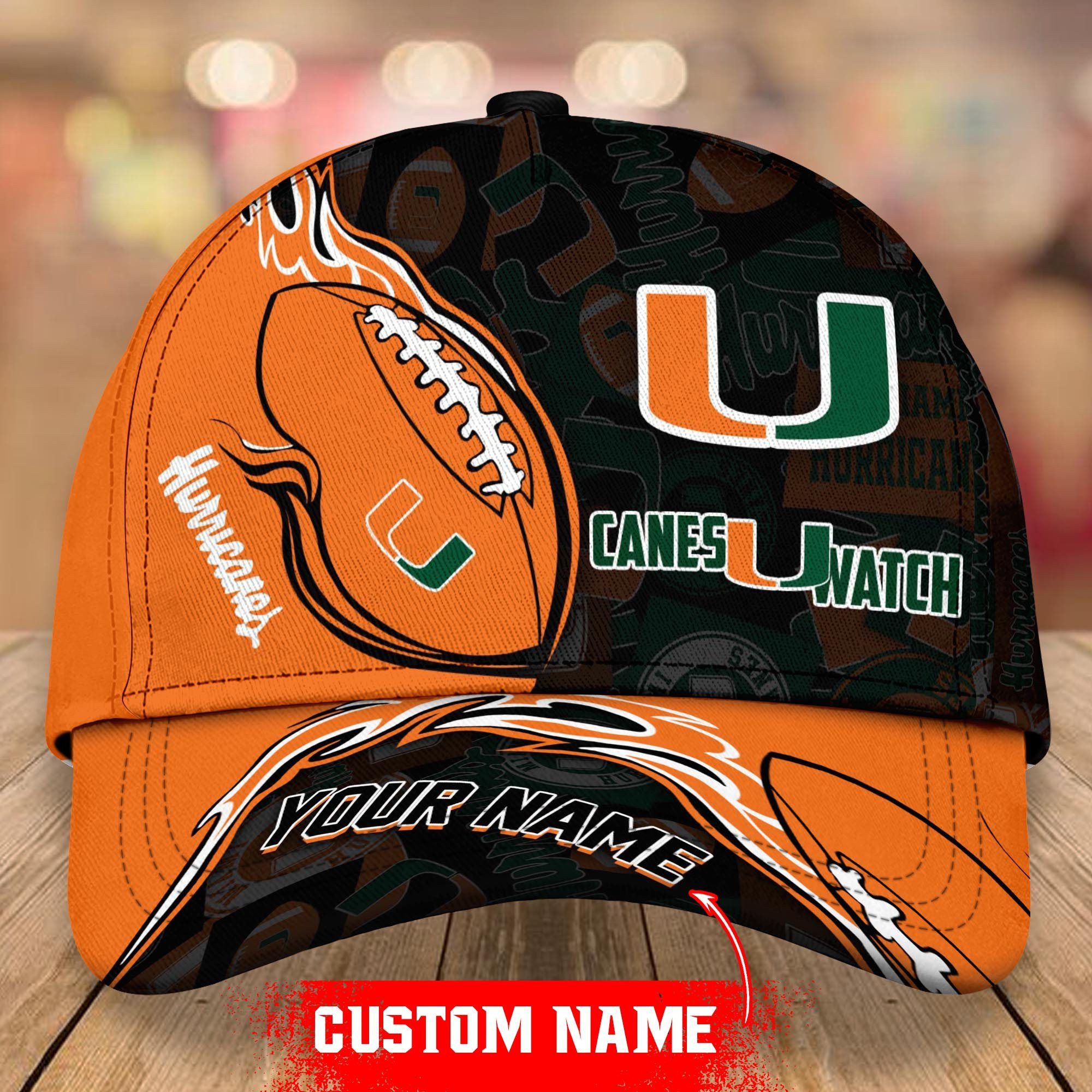 NCAA Miami Hurricanes Personalized Cap Custom Name For Fan