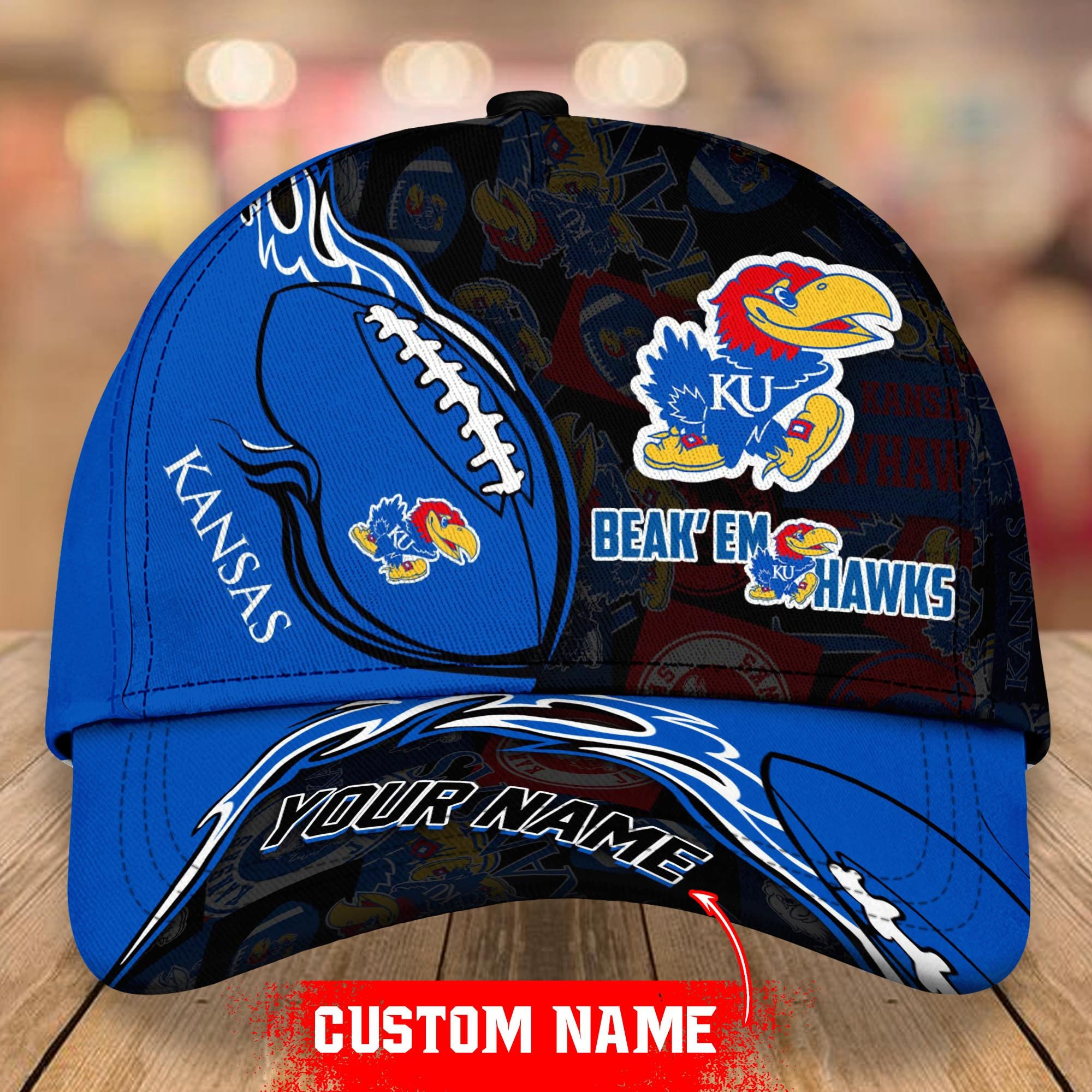 NCAA Kansas Jayhawks Personalized Cap Custom Name For Fan