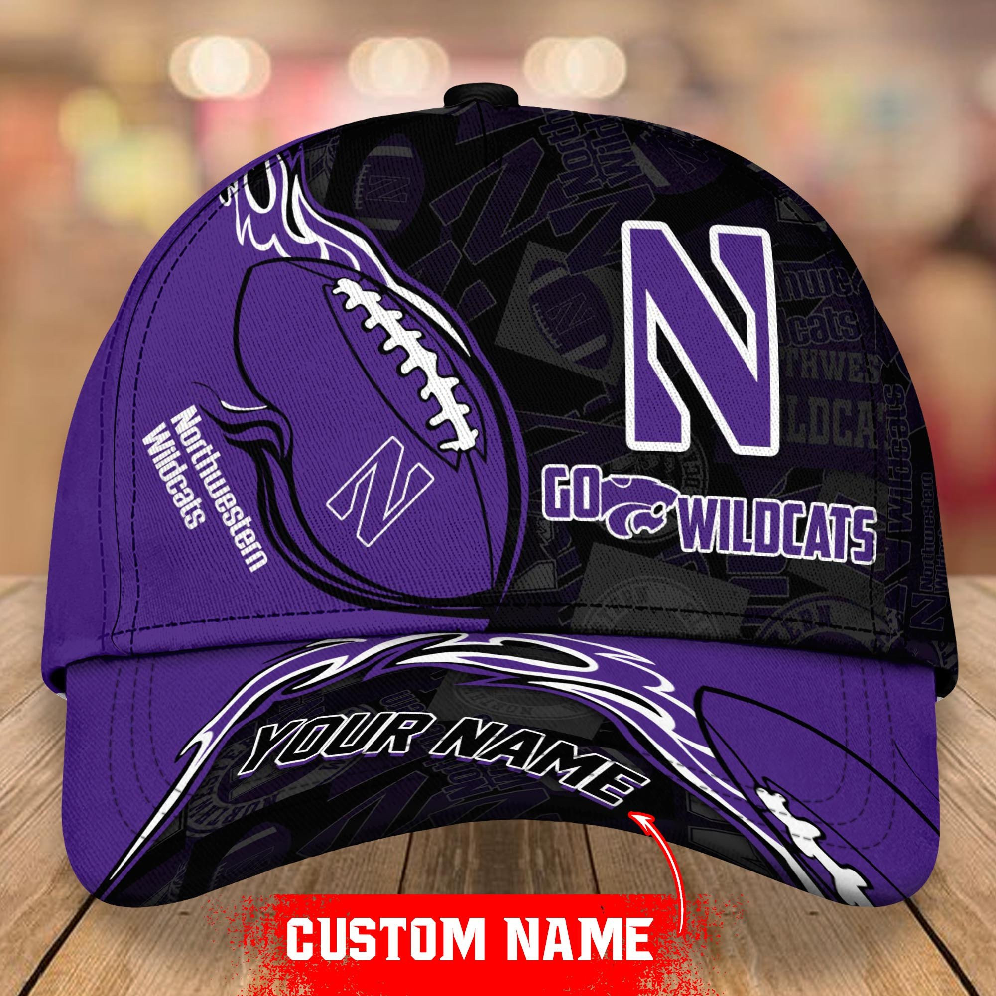 NCAA Northwestern Wildcats Personalized Cap Custom Name For Fan