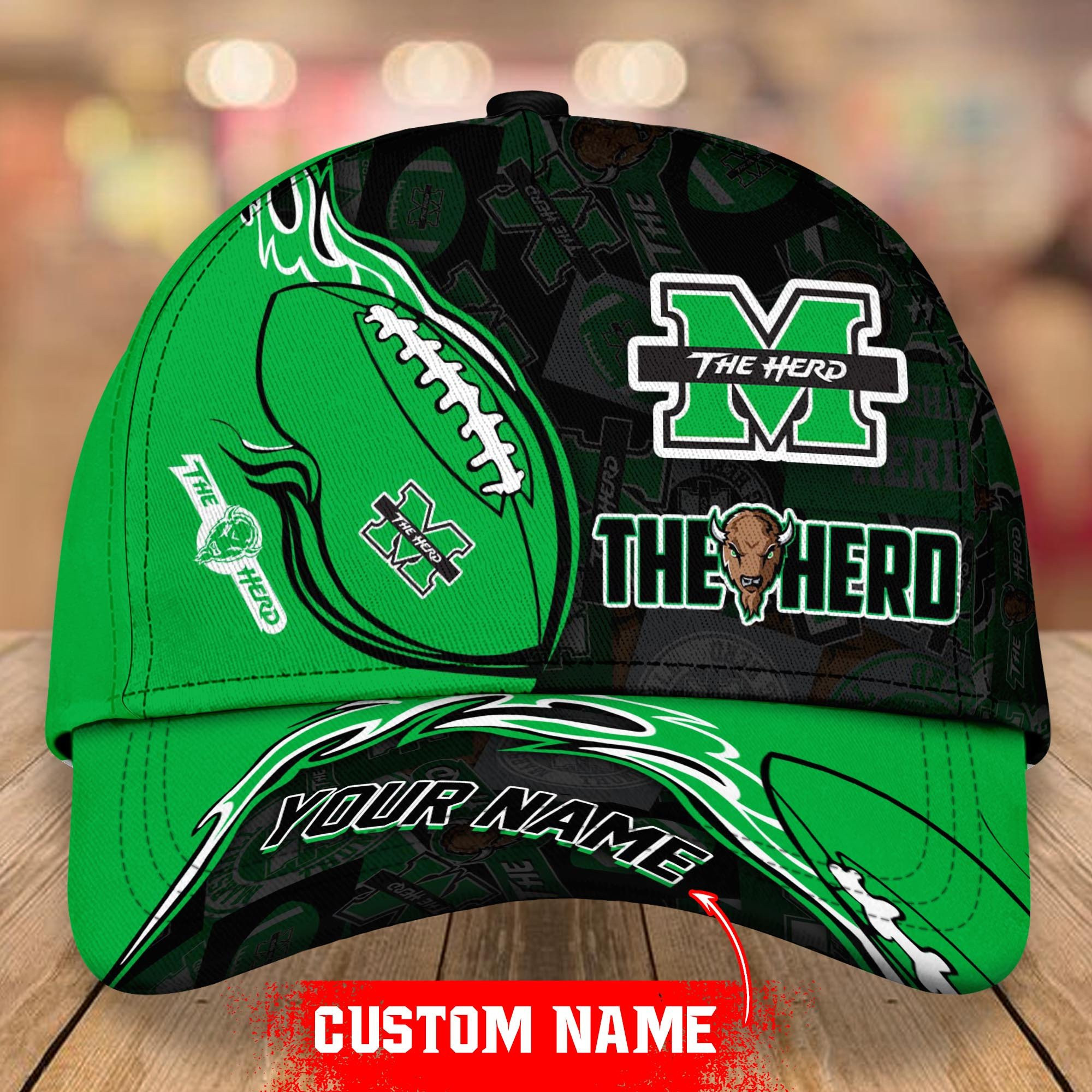 NCAA Marshall Thundering Herd Personalized Cap Custom Name For Fan