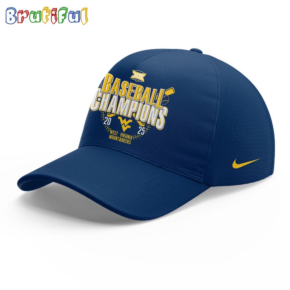 West Virginia Mountaineers 2025 Baseball Big 12 Champions Cap