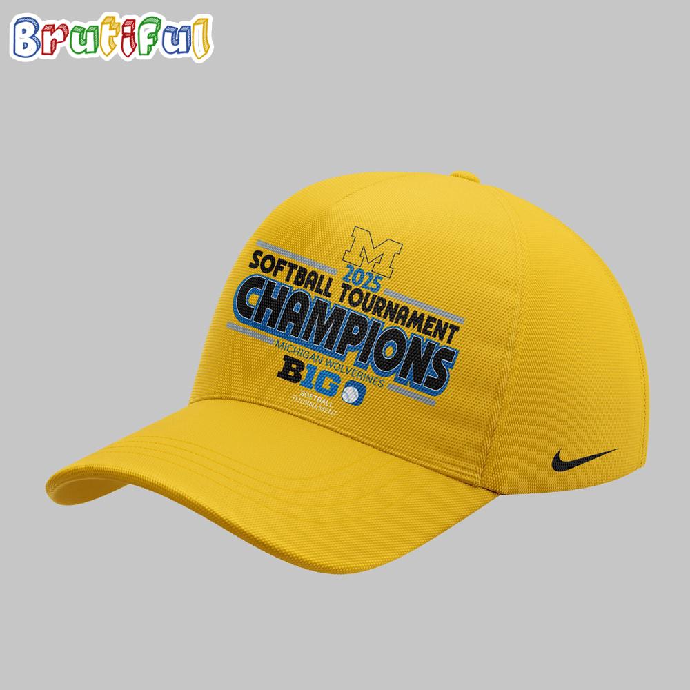 Michigan Wolverines Softball 2025 Big Ten Tournament Champions 3D Printed Cap Hats