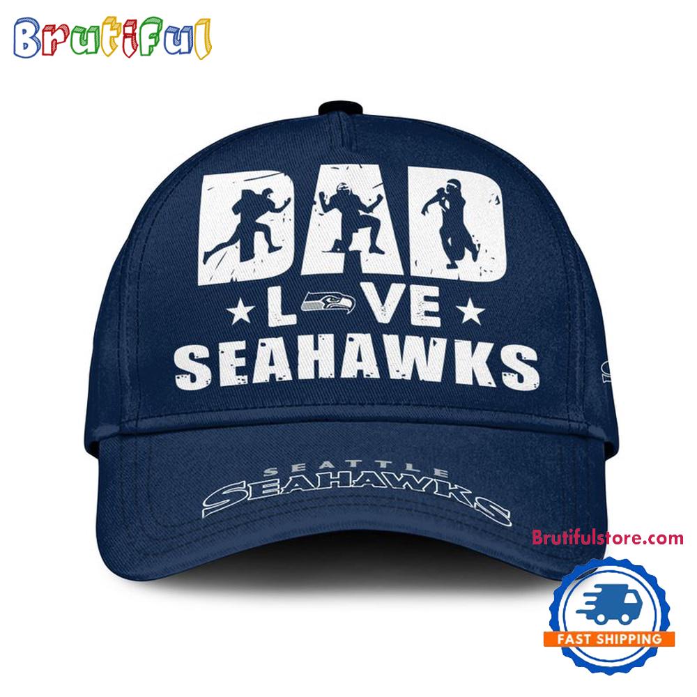 NFL Seattle Seahawks Dad Love Best Fathers Day Baseball Cap