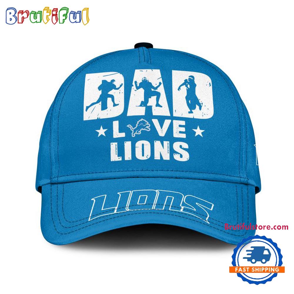 NFL Detroit Lions Dad Love Best Fathers Day Baseball Cap
