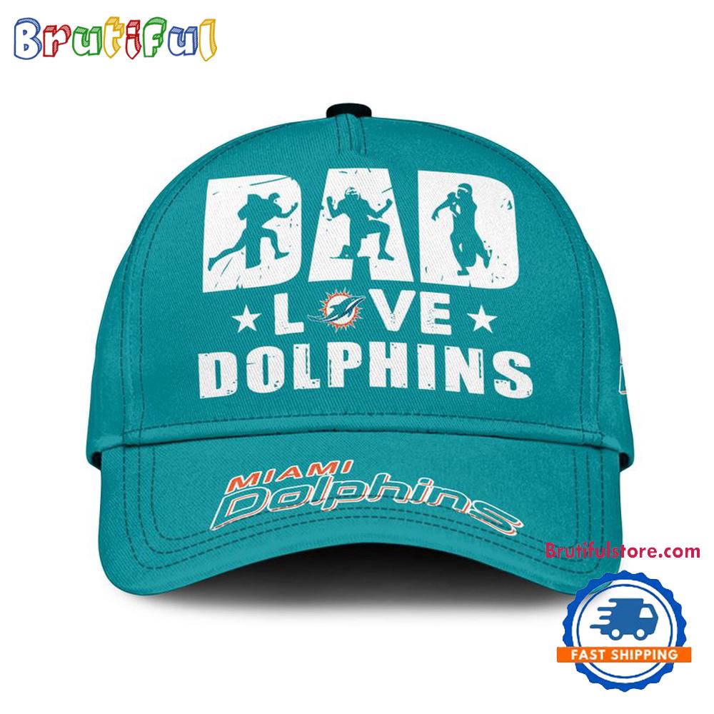 NFL Miami Dolphins Dad Love Best Fathers Day Baseball Cap