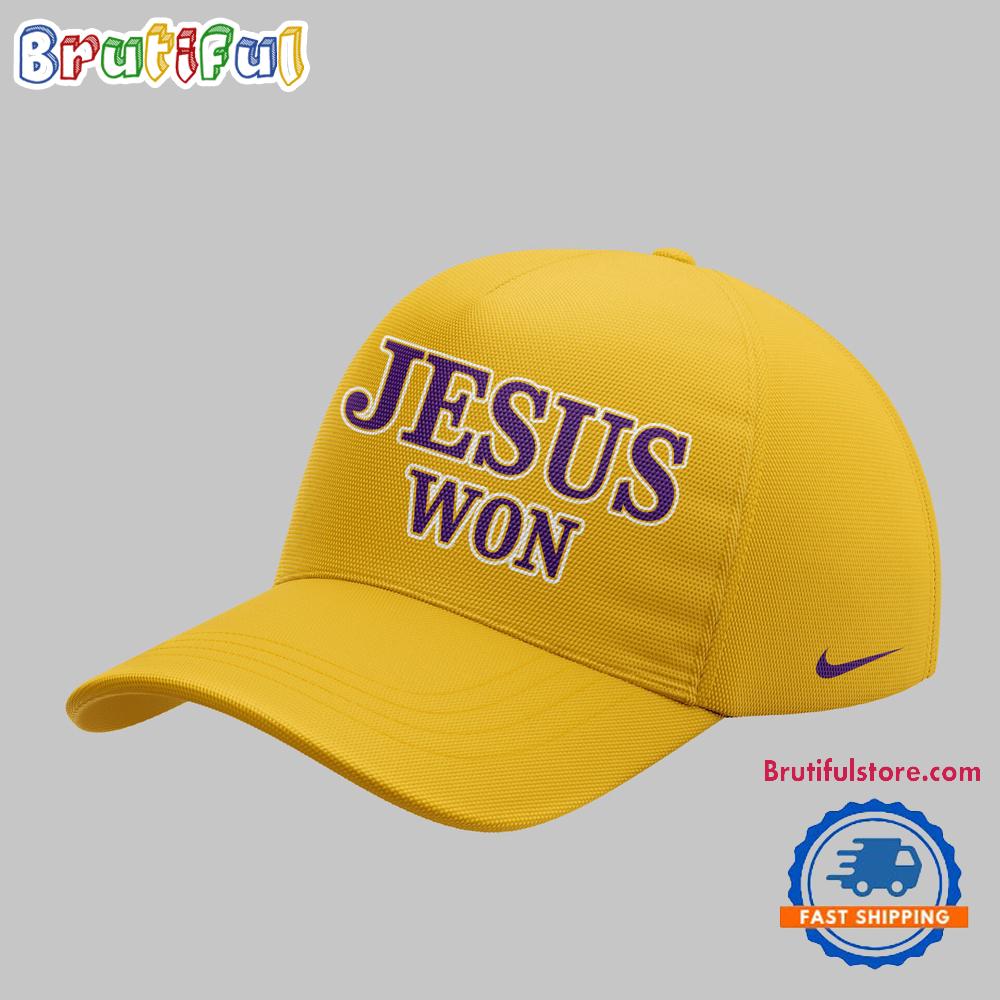 LSU Tigers JESUS WON Yellow Cap