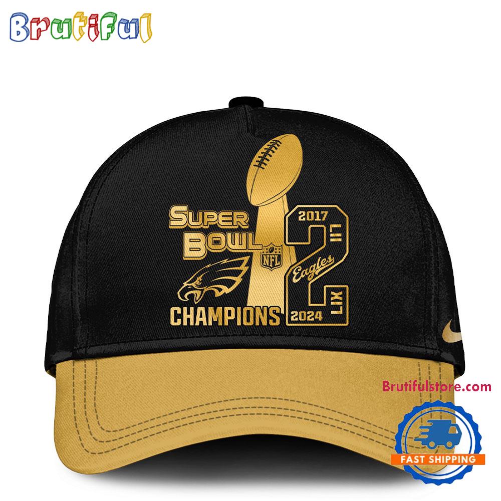 Philadelphia Eagles Super Bowl LIX Champions Golden Edition Cap Hats