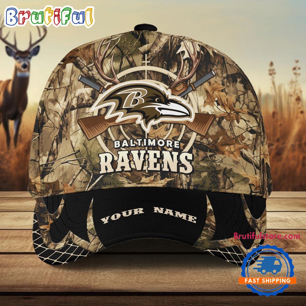 NFL Baltimore Ravens Camo Hunting Cap, Football Team Camo Hunting Hats