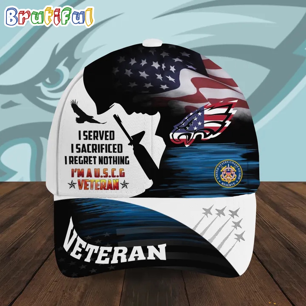NFL Philadelphia Eagles Special American Flag US Coast Guard Veteran Baseball Cap