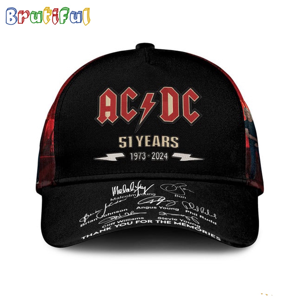 ACDC Band 51 Years 1973-2024 Memories Signature Baseball Cap