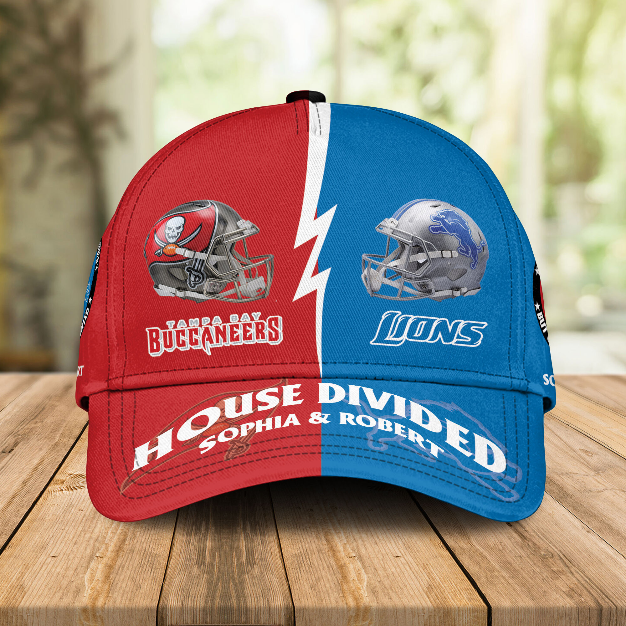 NFL TP Buccaneers Vs Lions Personalized House Divided New Cap Mix Team Gifts For Fans