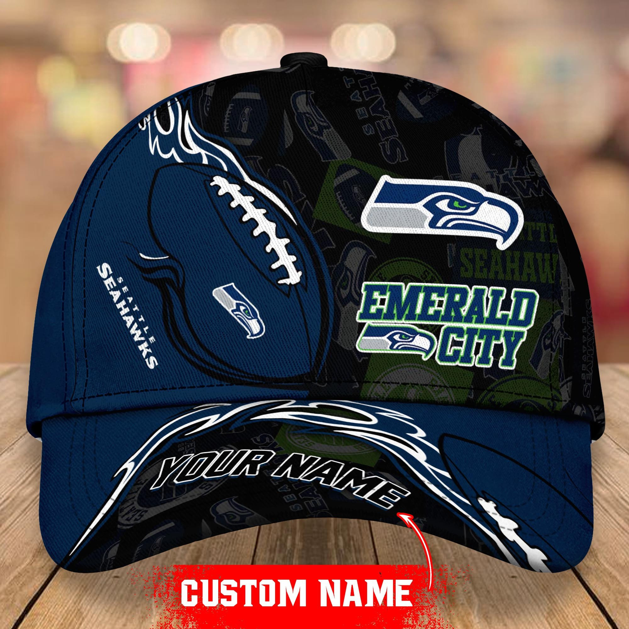 NFL Seattle Seahawks Classic Personalized Cap Custom Name For Fan