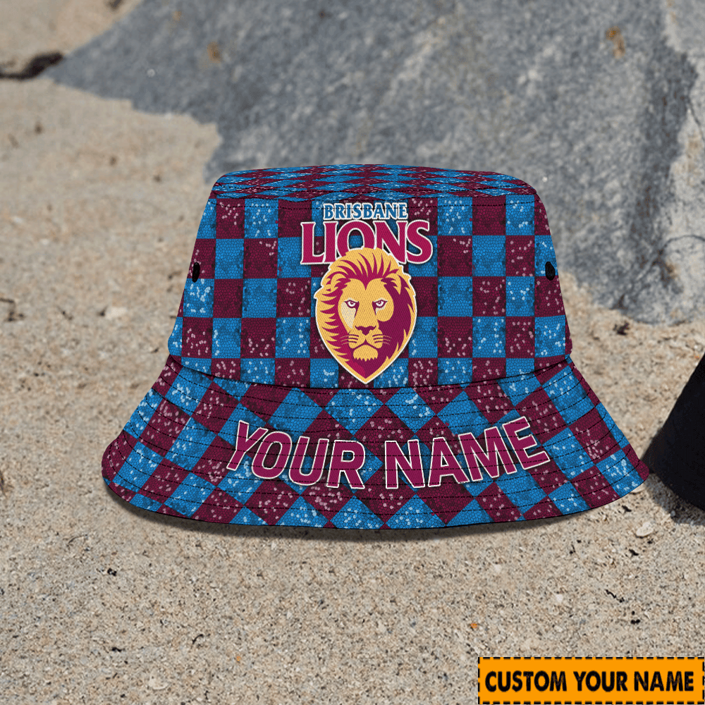 Afl Custom Brisbane Lions Bucket Hat Birthday Present Team Gifts For Fan