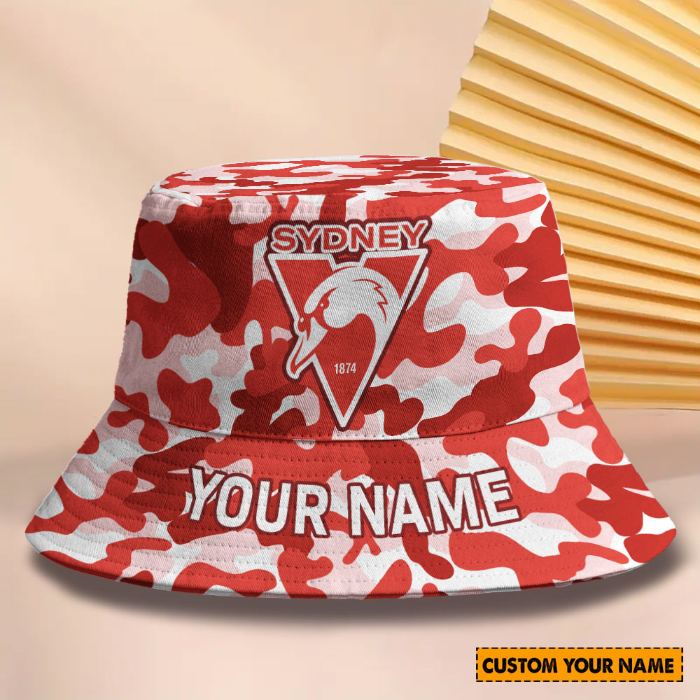 Afl New Personalized Sydney Swans Bucket Hat For Fan