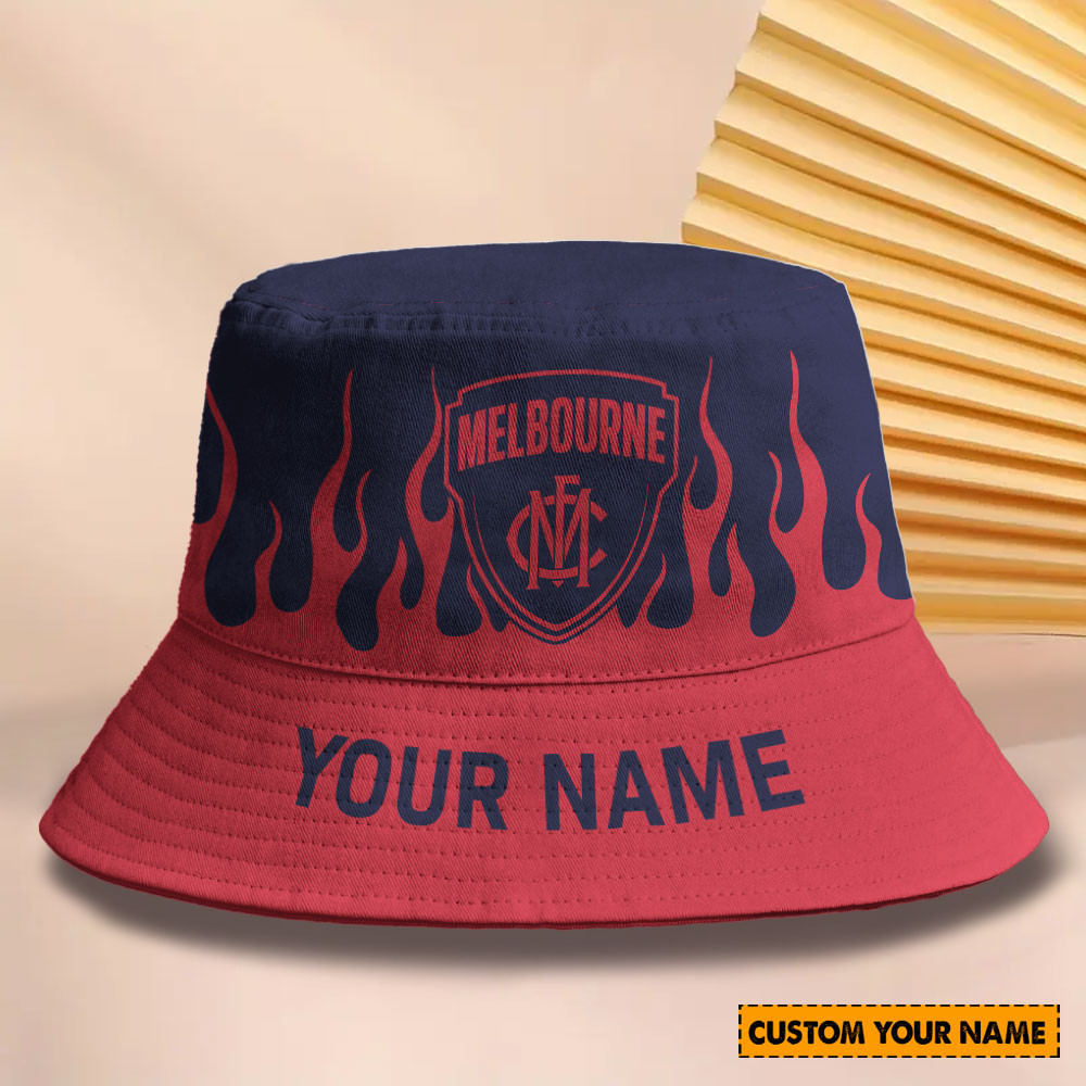 Afl New Personalized Melbourne Bucket Hat For Fan