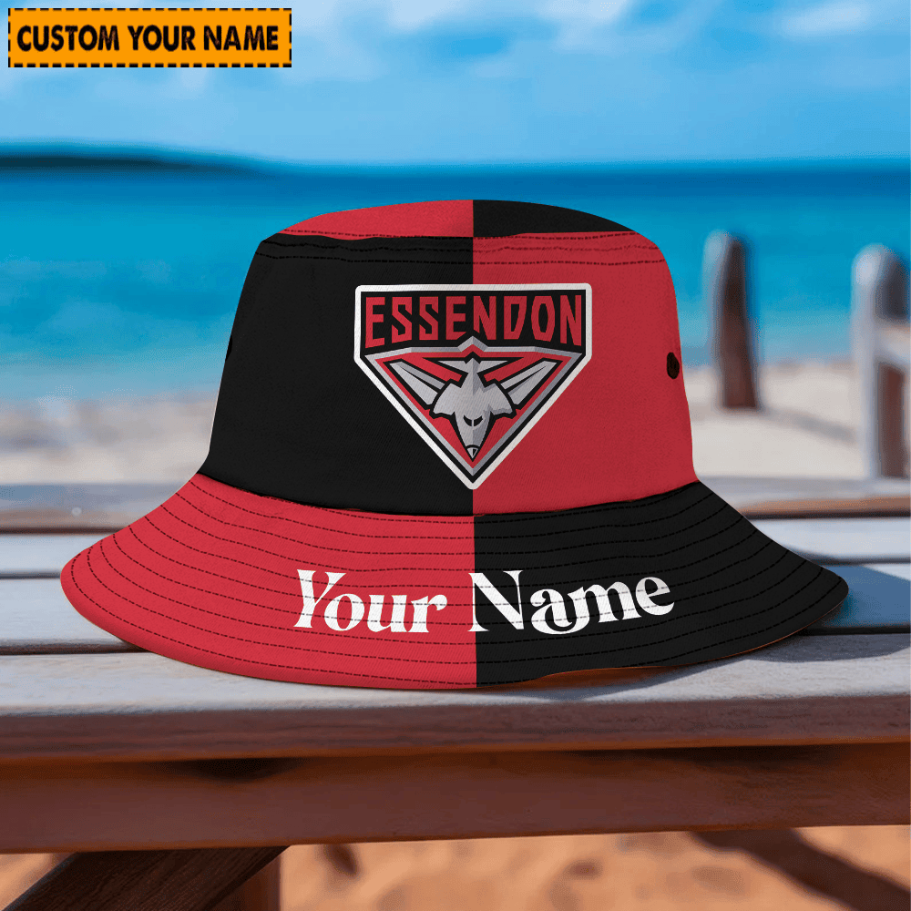 Afl Custom Name Essendon Bucket Hat For Fan