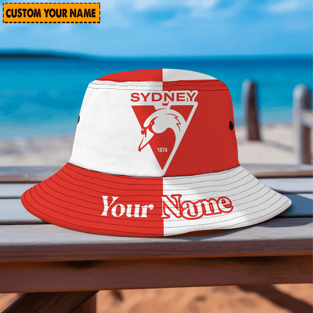 Afl Custom Name Sydney Swans Bucket Hat For Fan
