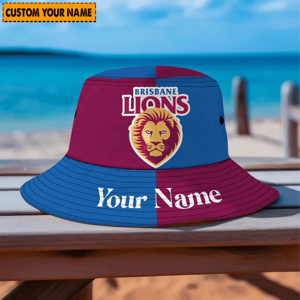 Afl Custom Name Brisbane Lions Bucket Hat For Fan
