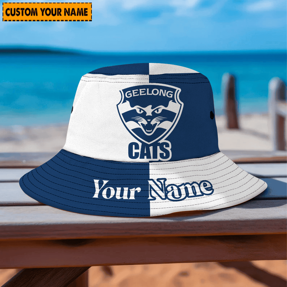 Afl Custom Name Geelong Cats Bucket Hat For Fan