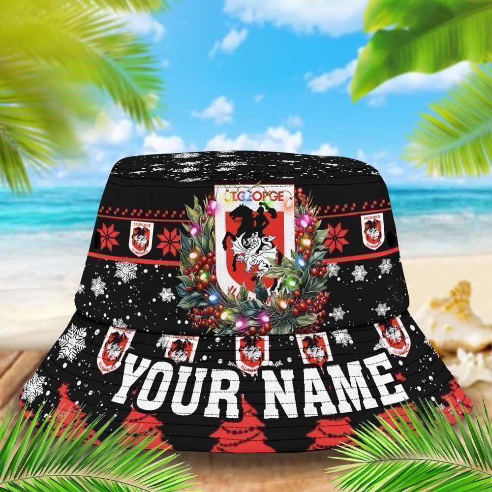 Nrl St. George Illawarra Dragons Christmas Bucket Hat For Christmas Season