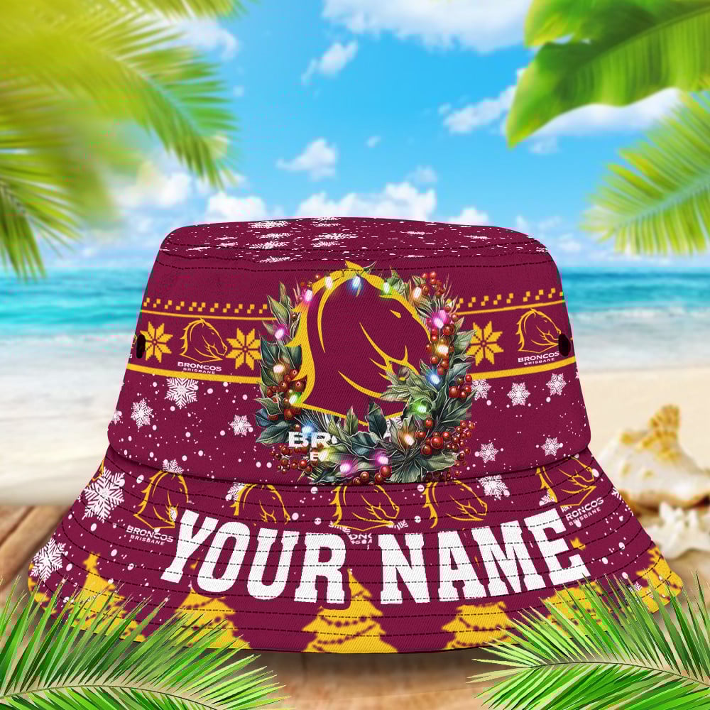 Nrl Brisbane Broncos Christmas Bucket Hat For Christmas Season