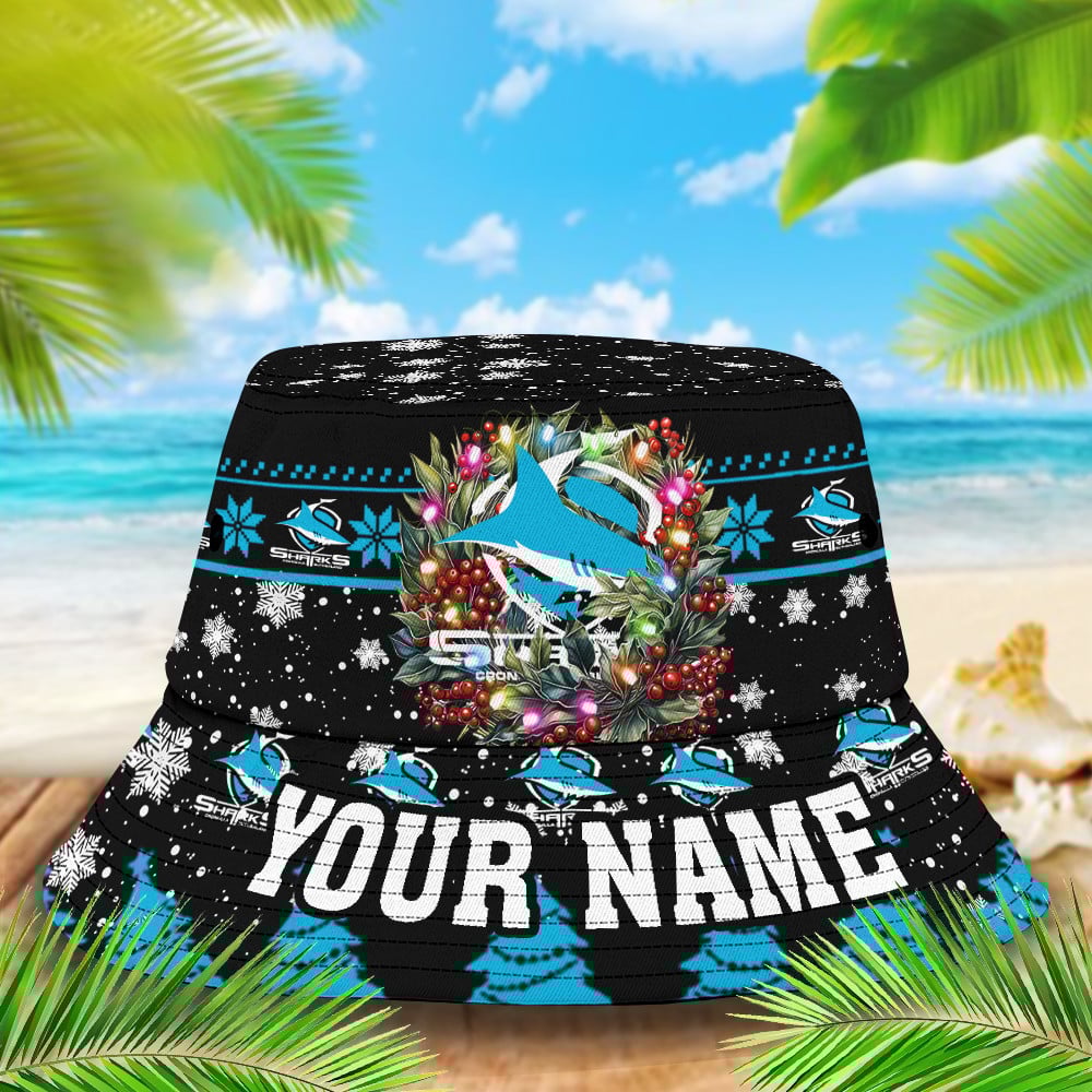Nrl Cronulla-Sutherland Sharks Christmas Bucket Hat For Christmas Season
