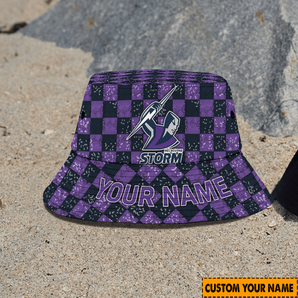 Nrl Melbourne Storm Custom Bucket Hat Birthday Present Team Gifts For Fan