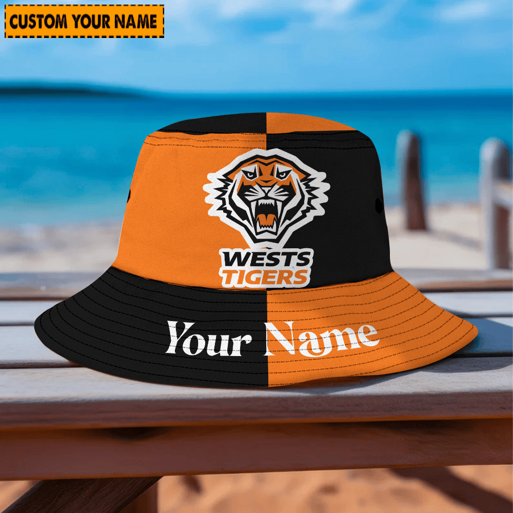 Nrl Wests Tigers Custom Name Bucket Hat For Fan