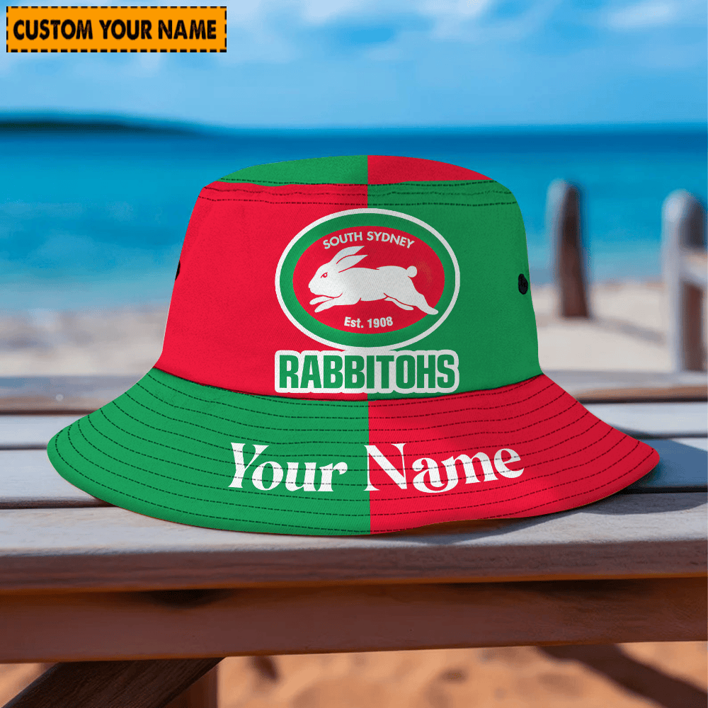 Nrl South Sydney Rabbitohs Custom Name Bucket Hat For Fan