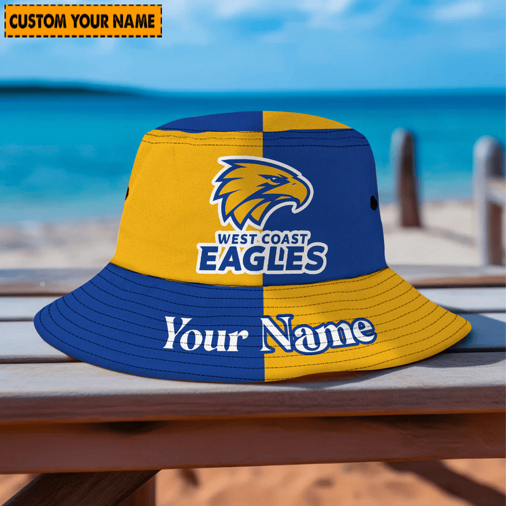 West Coast Eagles Custom Name Bucket Hat For Fan