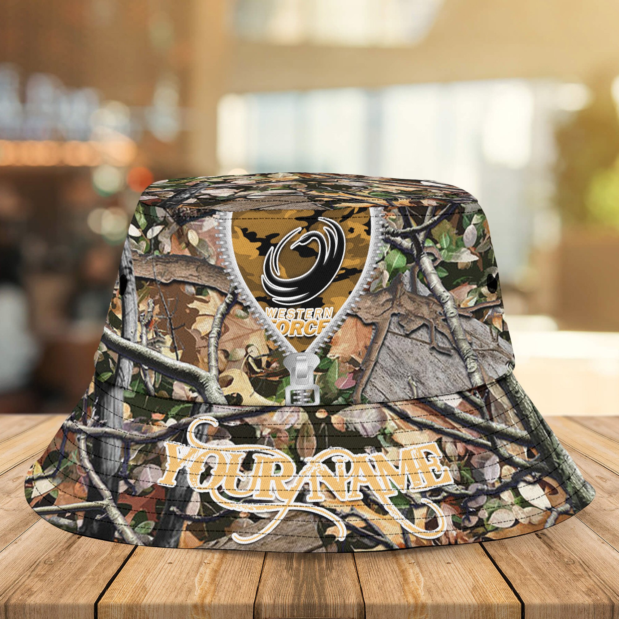 Western Force Super Rugby Camo Hunting Personalized Bucket Hat For Rugby Pacific Fans