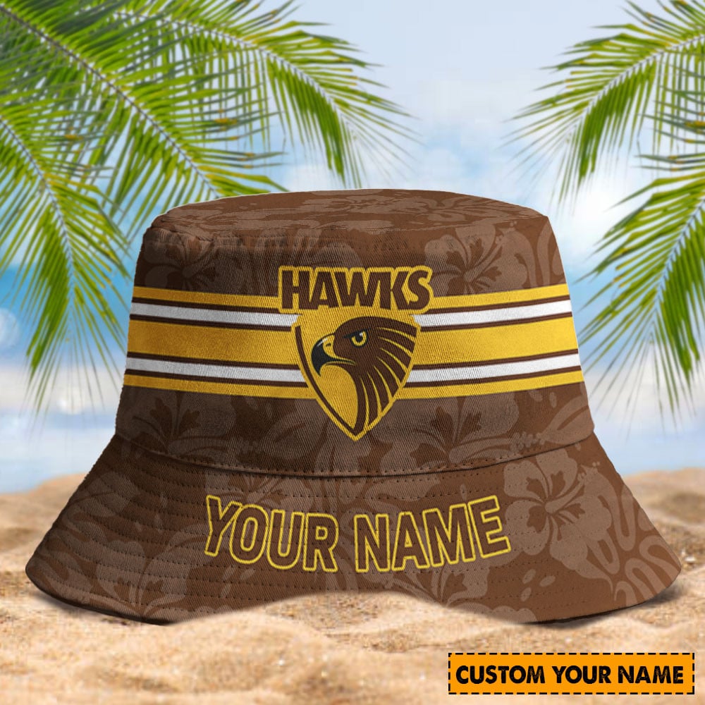 Afl Hawthorn Hawks Football Club Bucket Hat Lightweight Afl Sun Hat