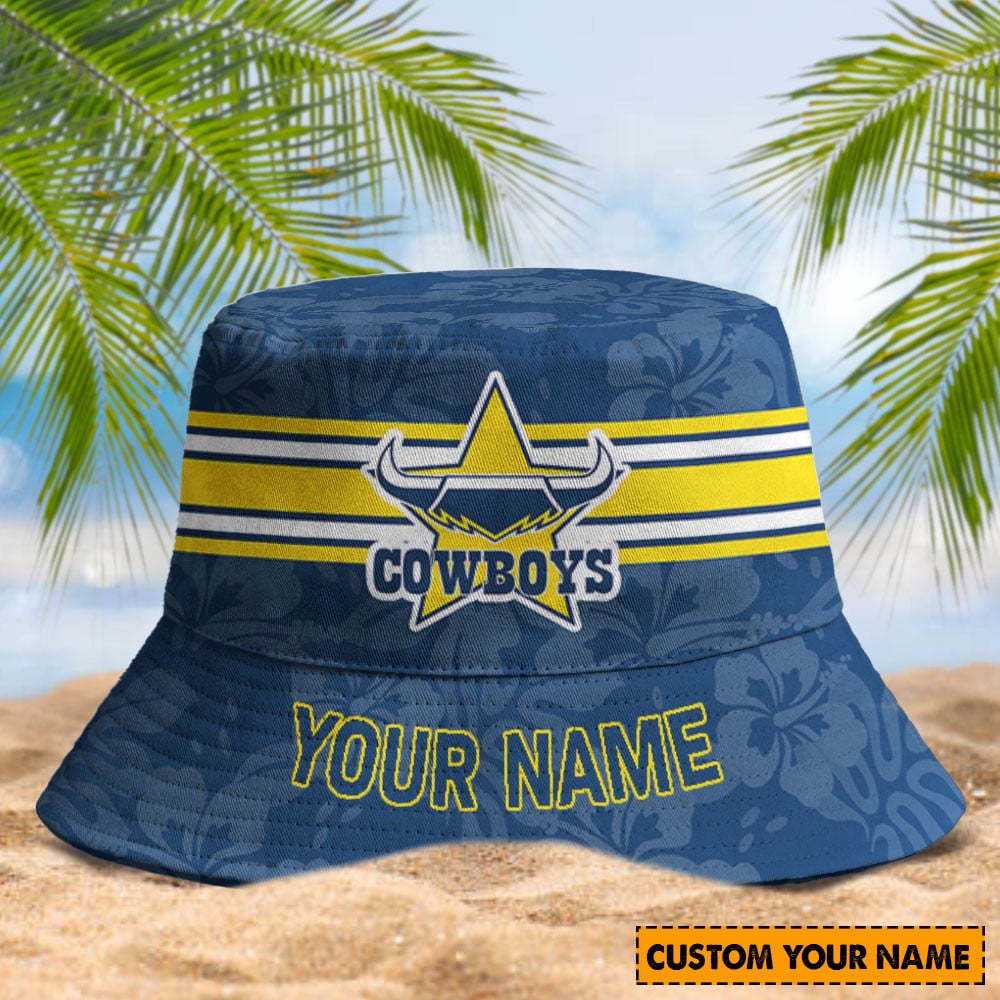 North Queensland Cowboys Custom Name Bucket Hat 