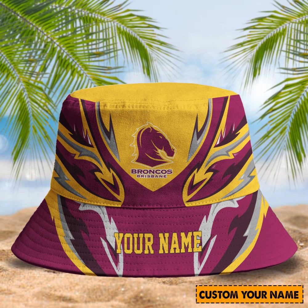 Brisbane Broncos Custom Name Bucket Hat 