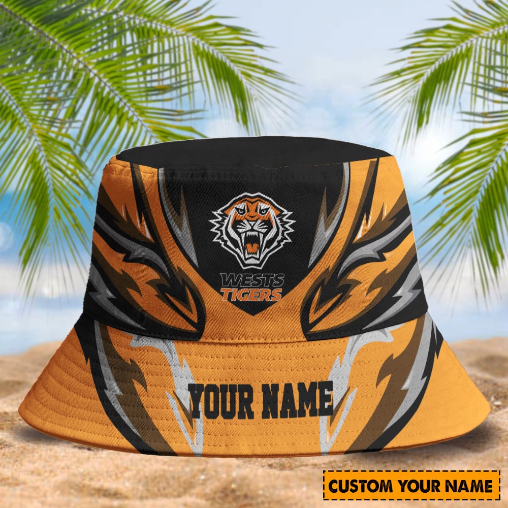 Wests Tigers Custom Name Bucket Hat 