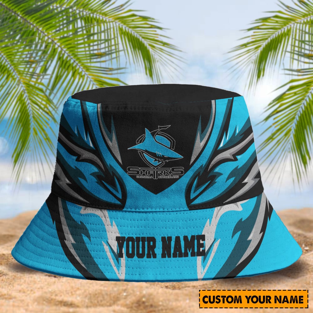 Cronulla-Sutherland Sharks Custom Name Bucket Hat 