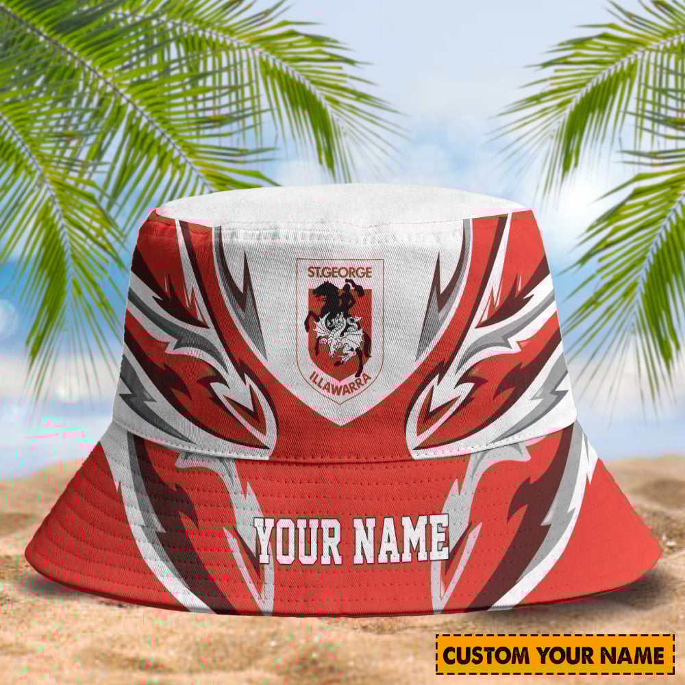 St. George Illawarra Dragons Custom Name Bucket Hat 