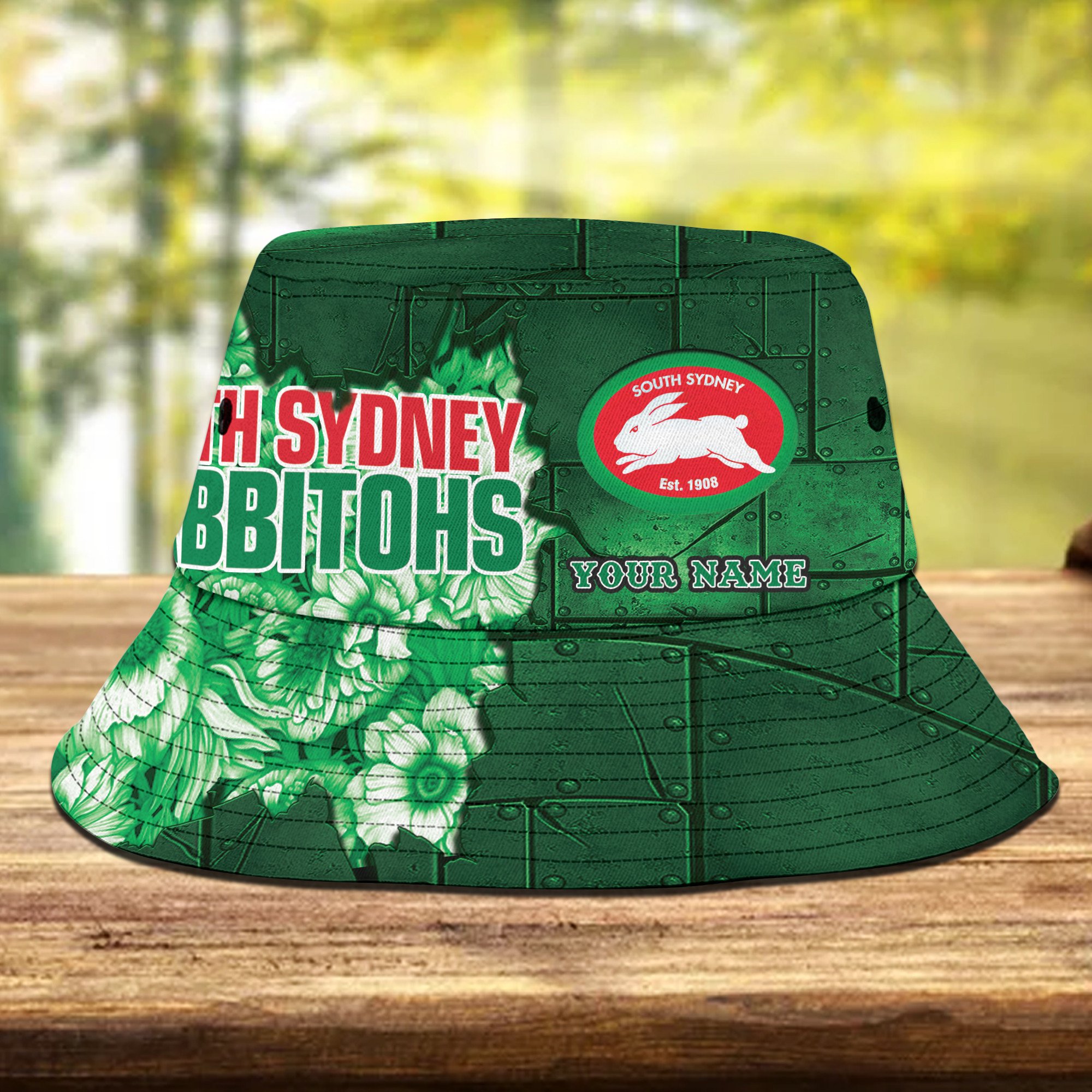 Nrl Rabbitohs Personalized Flowers Bucket Hat Gift For Fans
