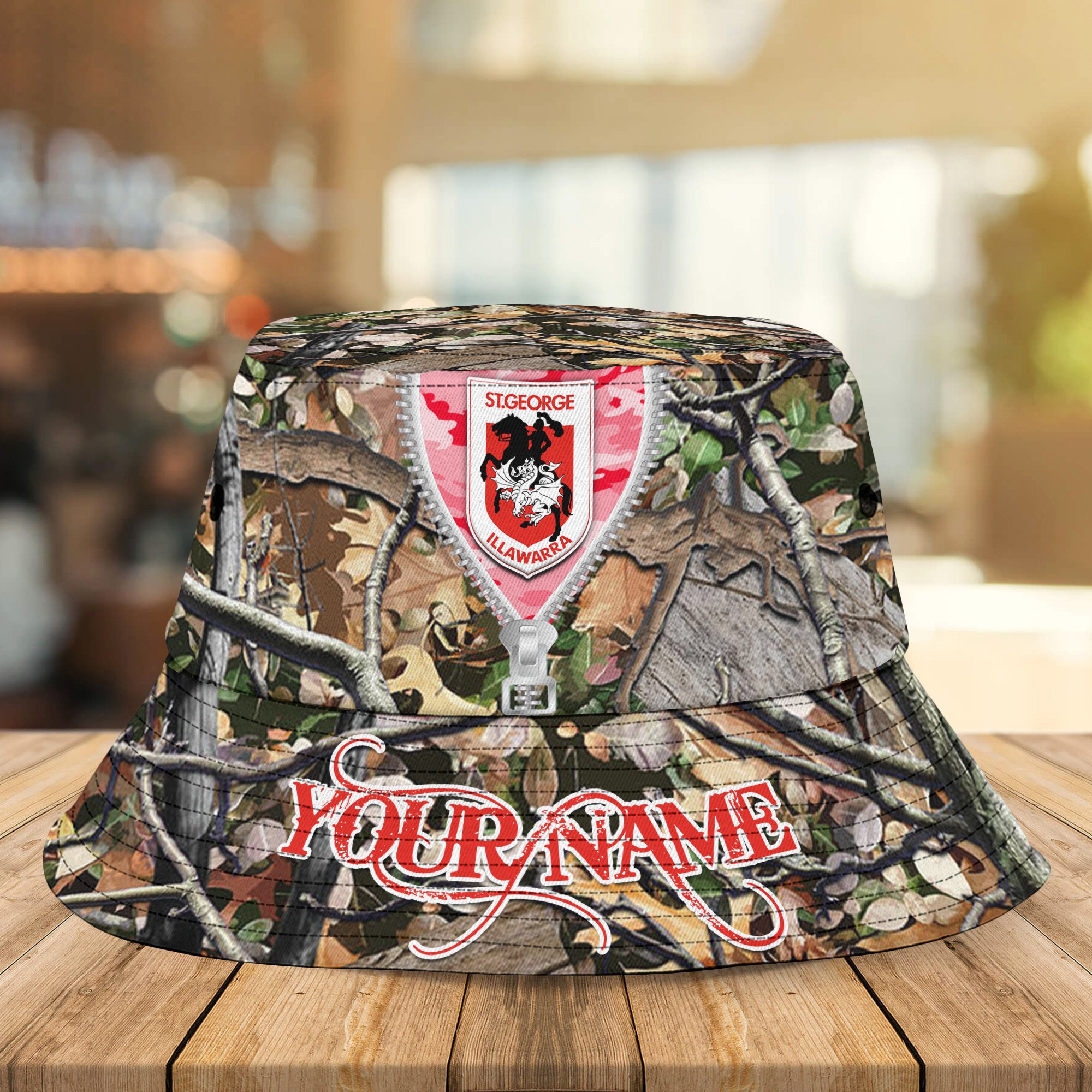 Nrl Dragons Camo Hunting Personalized Bucket Hat For Fans