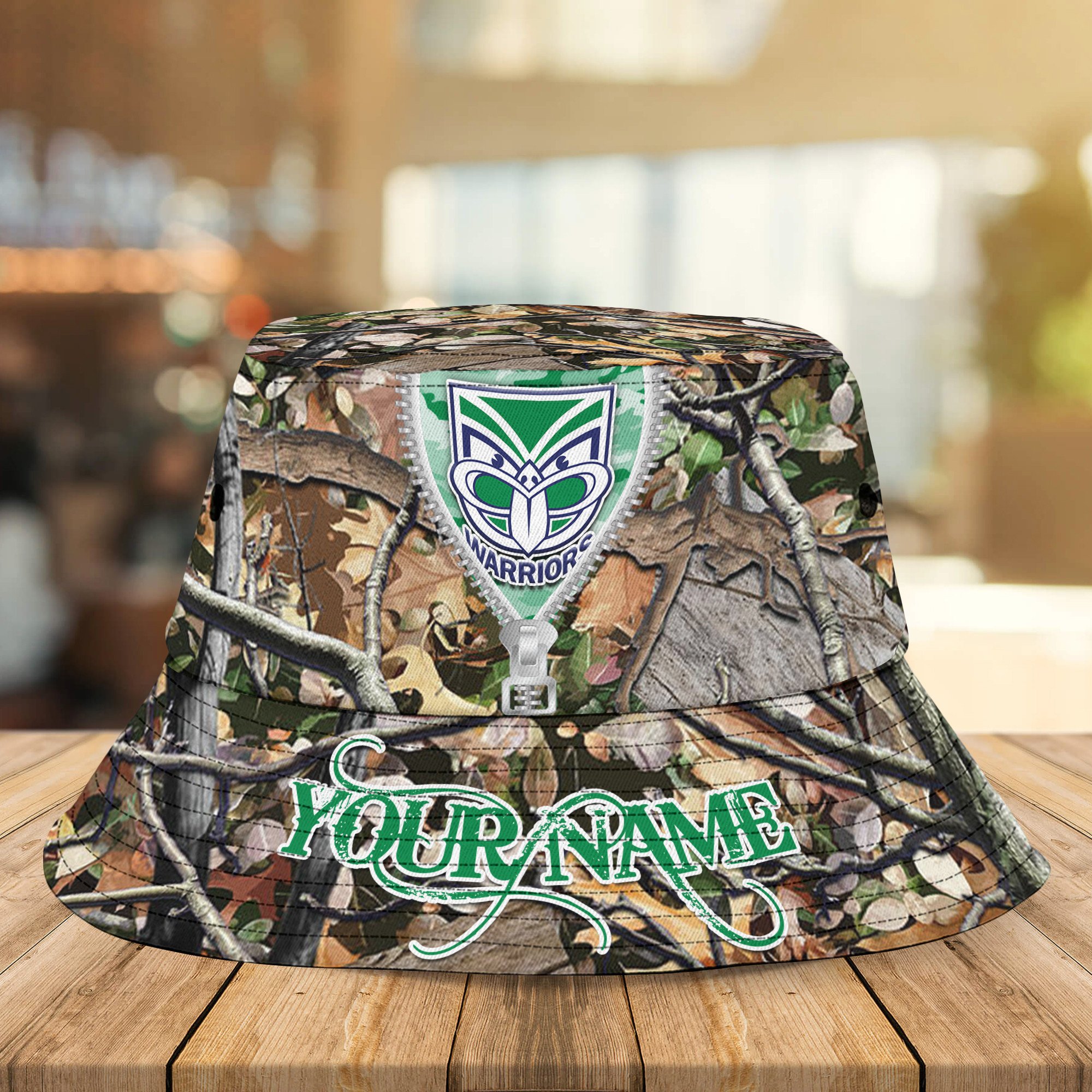 Nrl Warriors Camo Hunting Personalized Bucket Hat For Fans